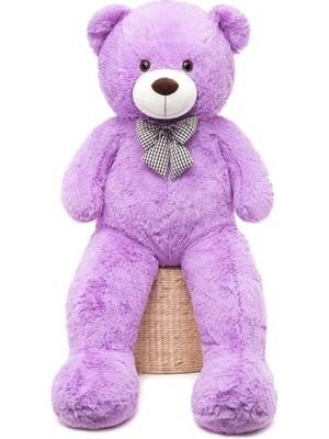 Skygo Peluş Ayı 120 cm Papyonlu Sevimli Ayı - Sevgiliye En Özel Hediye Mor