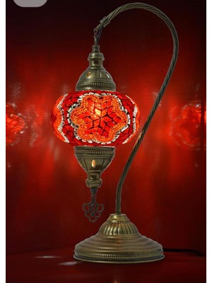 Normadia Renkli Mozaik Lamba, Bohem Deve Boynu Abajur, Şık ve Dekoratif Aydınlatma