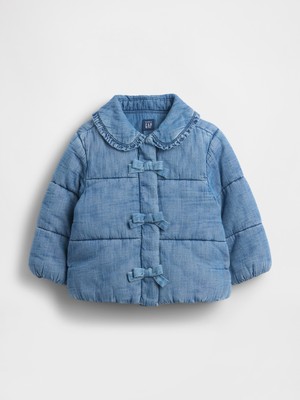 Gap Kız Bebek Açık Mavi Cozy-Lined Denim Puffer Şişme Mont