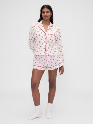 Gap Kadın Kırık Beyaz Gap × Summer Fridays Poplin Kiss Pijama Boxer Şort