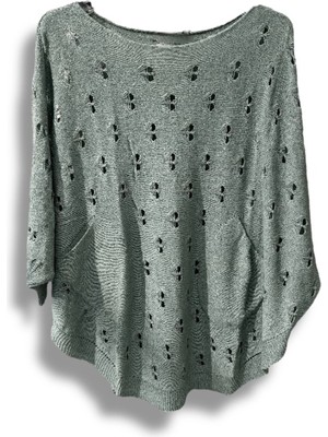 Oversize Merserize Triko Bluz - Delikli Desenli Kazak (38-52 Beden)