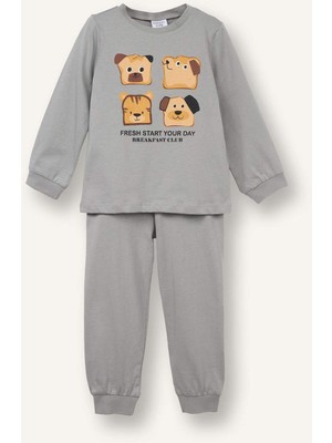 DeFacto %100 Pamuklu Baskılı Beli Lastikli Pijama Takımı Erkek Bebek G7133A526SP