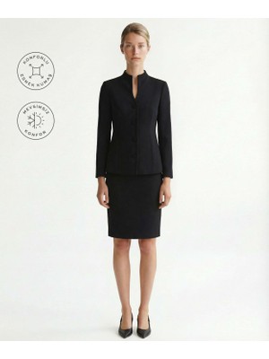 Yargıcı Fitted Dik Yaka Uzun Kol Ceket