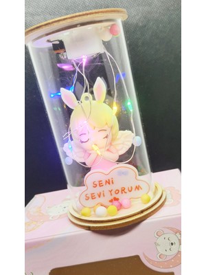 Normadia Işıklı Sevgi Yazılı Şık Cam Fanusla Romantik Atmosfer Yaratın