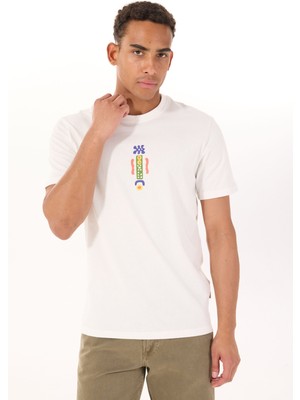 Only & Sons O Yaka Baskılı Beyaz Erkek T-Shirt Onsmetın Reg Ss Tee