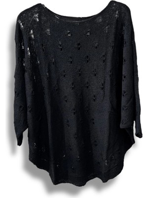 Oversize Merserize Triko Bluz - Delikli Desenli Kazak (38-52 Beden)