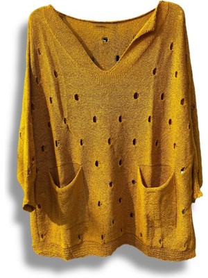 Kadın Merserize Oversize Triko Bluz – Standart Beden (38-48 Uyumlu) – Şık ve Rahat Yazlık Kazak