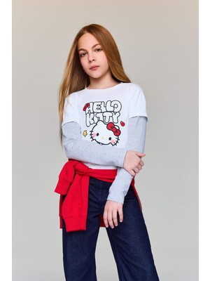 DeFacto Hello Kitty Bisiklet Yaka Uzun Kollu Tişört Kız Çocuk G6882A826SP
