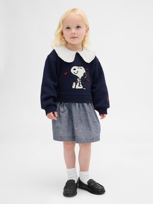 Gap Kız Bebek Lacivert Ruffle Yaka Sweatshirt Elbise