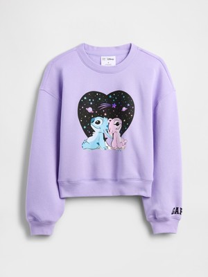 Gap Kız Çocuk Mor Disney Lilo ve Stitch Oversized Grafik Baskılı Sweatshirt