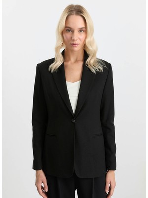 Selen Standart Siyah Kadın Ceket 25KSL1537