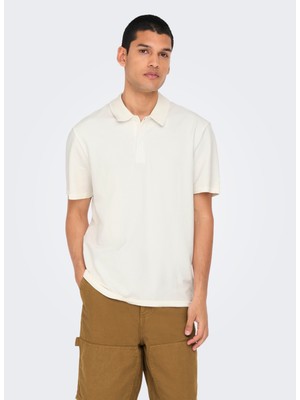 Only & Sons Beyaz Erkek Normal Polo T-Shirt Onskıan Reg Seersucker Ss Polo
