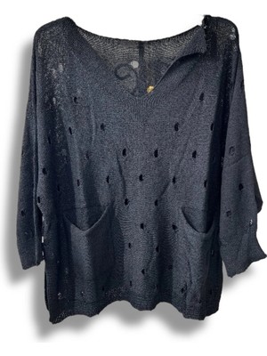 Kadın Merserize Oversize Triko Bluz – Standart Beden (38-48 Uyumlu) – Şık ve Rahat Yazlık Kazak