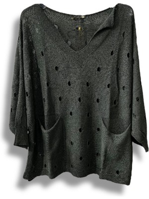 Kadın Merserize Oversize Triko Bluz – Standart Beden (38-48 Uyumlu) – Şık ve Rahat Yazlık Kazak