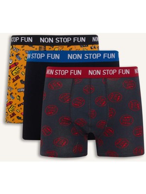 DeFacto Regular Fit Desenli 3'lü Boxer B4782AX26SP