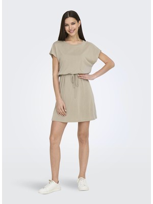 Only O Yaka Düz Açık Kahve Kısa Kadın Elbise Onlhannah S/s Short Dress Jrs