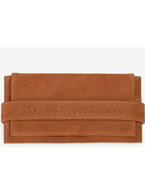 Yargıcı Deri Süet Örgü Deyatlı Clucth