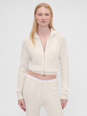 Gap Kadın Kırık Beyaz Gap × Summer Fridays Cashsoft Waffle Crop Sweatshirt