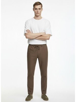 Altınyıldız Classics Bağlamalı Bel Normal Paça Jogger Vizon Erkek Pantolon ACE001261525_VIZ