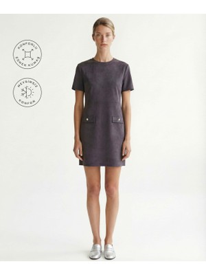 Yargıcı Düz Bisiklet Yaka Kısa Kol Elbise