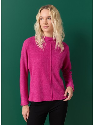 Selen V Yaka Düz Pembe Kadın Bluz 25KSL8251