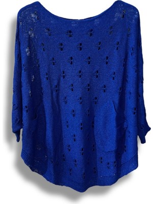 Oversize Merserize Triko Bluz - Delikli Desenli Kazak (38-52 Beden)