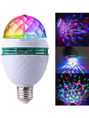 Normadia Renkli 360° Dönen LED Disko Lamba, Eğlence ve Atmosfer Artırıcı