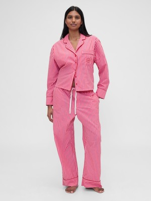 Gap Kadın Kırmızı Gap × Summer Fridays Relaxed Poplin Stripe Pijama Altı
