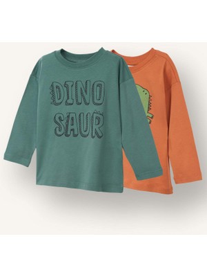 DeFacto 2'li Dinozor Baskılı Tişört Erkek Bebek G5901A526SP