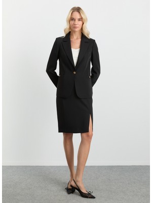 Selen Normal Bel Siyah Kadın Düz Standart Etek 25KSL3477