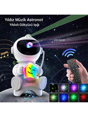 Normadia Uzaktan Kumandalı Astronot Projektör Gece Lambası ve Bluetooth Hoparlör