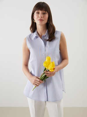 Lc Waikiki Yeni Sezon Çizgili Poplin Kadın Gömlek