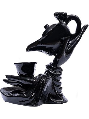 Skygo Geri Akış Tütsülük Sarawasti Heykel – Seramik, Parlak Siyah | 2 Adet Lavanta Konik Tütsü Hediyeli, Yoga/ofis/ev Dekorasyon