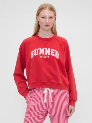 Gap Kadın Kırmızı Gap × Summer Fridays Oversized Raglan Logo Sweatshirt