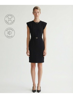 Yargıcı Dar Bisiklet Yaka Kolsuz Elbise