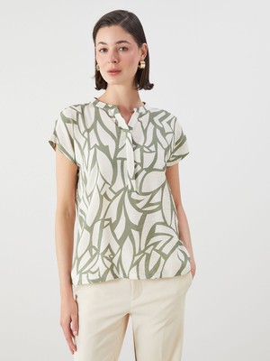 Lc Waikiki Yeni Sezon Kaçık Yaka Desenli Bluz