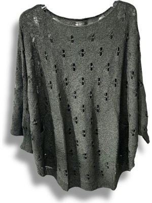 Oversize Merserize Triko Bluz - Delikli Desenli Kazak (38-52 Beden)