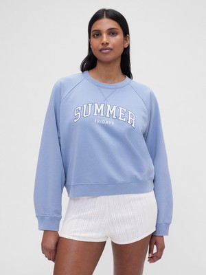 Gap Kadın Açık Mavi Gap × Summer Fridays Oversized Raglan Logo Sweatshirt