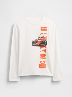 Gap Erkek Çocuk Beyaz Grafik Baskılı T-Shirt