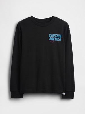 Gap Erkek Çocuk Siyah Marvel Grafik T-Shirt