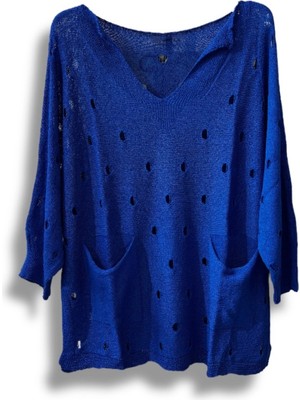 Kadın Merserize Oversize Triko Bluz – Standart Beden (38-48 Uyumlu) – Şık ve Rahat Yazlık Kazak