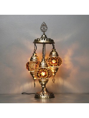 Normadia Renkli 3 Küreli Mozaik Türk Lambası, Otantik Dekor ve Ev Aydınlatması