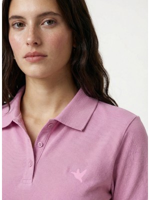 Fabrika Düz Pembe Kadın Polo T-Shirt