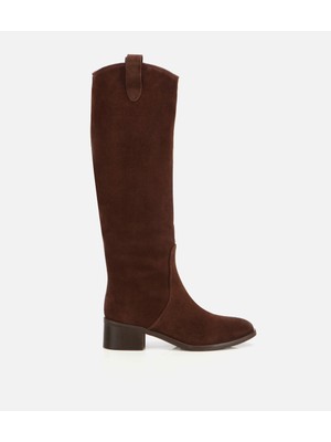 Hotiç 01CIH318400A480 KADIN Süet Deri Kahverengi Binici Düz Çizme