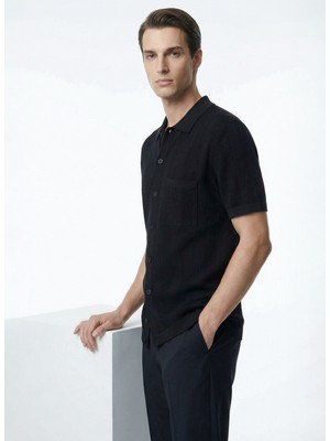 Fabrika Triko Gömlek, 2xl, Siyah