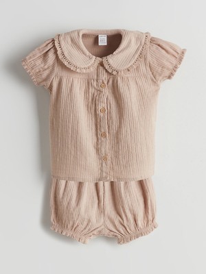 Lc Waikiki Yeni Sezon Müslin Kız Bebek Gömlek ve Şort 2'li