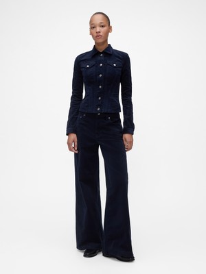 Gap Kadın Lacivert Gapstudio Low Rise Corduroy Wide-Leg Pantolon