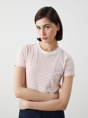 Lc Waikiki Yeni Sezon Bisiklet Yaka Çizgili Kadın Tişört