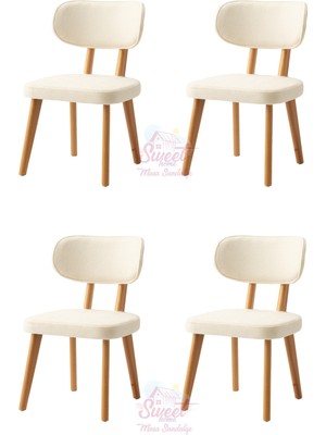 Sweet Home Masa Sandalye Masal Ahşap Gürgen Sandalye  4 Lü Set Cafe,restaurant,mutfak,salon,yemek Odası Sandalyesi