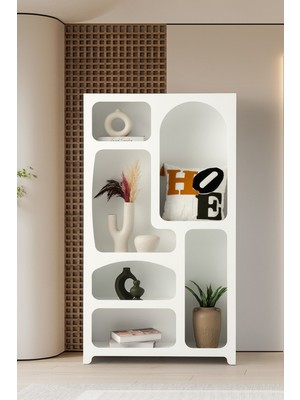 Sweet Home Masa Sandalye Nevada Bohem Kitaplık Dekoratif Büyük Duvar Rafı Kitaplık 6 Bölmeli Mdf